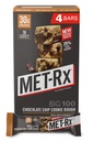 MET-Rx Big 100 Crossal 蛋白棒,大如健康食用替代,小吃,和帮助支持能量,Gluten Free,巧克力芯片 Cookie Dough, 100 g, 4 Counter (Package May Vary)