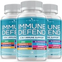 8 in 1 Immune Defense Support, 豁免维生素补充剂,配有锌50mg, 维生素C Elderberry VIT D35000 IU, Turmeric Curcumin & Ginger, Echinacea - 儿童成人过敏救济