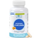 核心医学 Liposomal Crucumin Capsules, 500mg - 纯电图提取补充 - 成人高吸收联合和心脏健康支持 - 促进认知和脑健康,非GMO(60计)