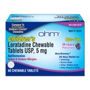 Ohm 儿童Loratadine Chewwants, Dye Free, Grape, Non Drowsy 24h 缓解喷嚏, Runny Nose, 痒水眼,喉咙或鼻塞, Antihistamine, 室内和室外过敏, 5mg, 60 片