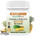 含维生素C180毫克(女性/男性)的可嚼铁碳酰65毫克-Pineapple Flavor 60 Count(1)