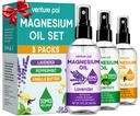 Venture Pal 3-Pack Tableal Magnesium Oil Spray Set for Feet – 理想的放松礼物,更好的睡眠,腿和关节的肌肉救济,健康的头发和皮肤. 非灰色快速吸收