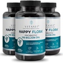 VITASEI Happy Flora, Probiotic Supplement 170亿 CMFU 健康脂肪健康,并配有消化酶,女性和男性辅生素,3瓶 - 180卡普尔