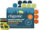 Cliganic Mosquito Repellent Bracelet 贴纸包 儿童与成年人多颜色,自然DEET无油, 20个带30个补丁的带子, Citronella Scent(50)