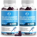 Minch Glucosamine Chondroitin Gummys, 1500mg Glucosamine & 1000mg MSM 每人服务, 成人联合支助补充, 老年莓 Flavor, 45名服务员(包2)