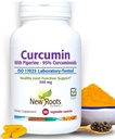 新ROOTS HERBAL Turmeric Curcumin 增量500mg 配有姜汁和黑辣椒 提取 - 20x 更好的吸收 | Coumarin Capsules 配有95% Crucuminoids和95% Piperine(90 Veg Capsules)