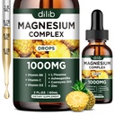 三聚镁复合物补充剂,甘油镁,Blend, Citrate Liquid Drops 1000mg 与 Ashwagandha, CoQ10,维生素B6, C, D, Zinc - Vegan Pineapple Flavor
