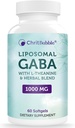 Liposomal GABA 1000mg 与 L- Theanine 200mg 、 高度吸收 、 Ashwagandha 、 Chamomile 、 Tart Cherry 草药 成人补充 60 软胶 、 非 GMO 、 Gluten Free