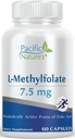 太平洋自然界的L-Methylfolate 7.5mg(60 Capsules) 用于总体健康支持的天然,活性形式的Folate - Gluten Free,非GMO