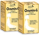 太平洋自然组织Oramin G(30软胶),配有韩国Ginseng、Aloe Vera、维生素B复合体和锌促进能源、豁免和营养支持——包2