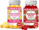 Lunakai Collagen and Women's multivitamin Gummys Bundle - 非GMO 抗衰老补充剂与生物素,锌,维生素C和E - 16种基本维生素和矿物的日值100% - 30天供应量