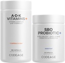 密码日报 ADK 维生素与Probiotic Bundle – 维生素 A 维生素 Palmitate,维生素 D3 Cholecalciferol,维生素K,50亿 CPU SBO Probiotic Blend, 非GMO