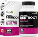 更新活性有机比特罗特增量1300MG每2个卡普尔-纯贝特罗特粉,用于循环,自然能源,以及抗氧化剂利益-高耐用超食品,加拿大制造-90个卡普尔