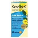 Senokot-S 双行动 60 平板,天然蔬菜含盐成分加工具 柔软平板,温柔的依赖性超夜缓解偶尔便秘 白色