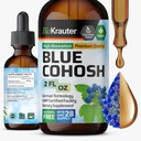 BIO KRAUTER* 女性更年期补编* - 蓝色Cohosh Tincture 2 Fl.Oz 28天供应 - Vegan Blue Cohosh 支持更年期摘录 - 酒精和糖无忧 - 放松和妇女的健康