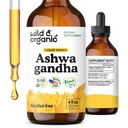野生和有机的 Ashwagandha Drops - Mood 支持补充 w/ Ashwagandha 根提取 - 液体滴以保持冷静 - 放松补充 - 无糖和无酒精 - 4 fl oz