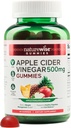 NatureWise Apple Vider Vinegar Gummys - 1000mg ACV每2+维生素B12 - Pectin Based Vegan, Gluten-Free, Non-GMO - 60 Counter [30-日供应1000mg或2-月供应500mg].