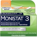 妇女3天的Yeast感染治疗,3个Miconazole预装Cream应用器和外部Monistat 抗乳油包