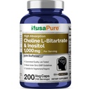 NusaPure Choline & Inositol 1000mg - 200 Veggie Caps (100% Vegetarian,非GMO) 生物素