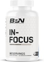 记忆和聚焦咖啡因药丸的BARE PERFORMANCE NUTRION BPN 重心脑增量,每服1克L Tyrosine + Alpha GPC,40服,Gluten Free + Vegan
