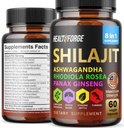Shilajit Capsules 有机提取 混合 60 男用和女用 Capsules - Shilajit 补编 9000 mg Ashwagandha, 免疫支持补编 2000 mg Rhodiola 补编 Ginko Ginkgo Biloba