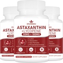 Astaxanthin和Lycopene 70mg,Astaxanthin 配磷酸盐、Lutein和Zeaxanthin,强抗氧化剂补充剂(180 Capsules)