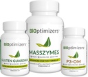 Bioptimizers 完整 Gut Health Bundle - 带有亲生药和先天药的消化酶 - 催化救济和消化平衡 - P3-OM, Gluten Guardian, MassZymes (270 Capsules)