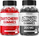 Tart Cherry (90 Gummys) Uric酸级支持强抗氧化剂,配有Celery种子和活化炭(60 Gummys) 健康除毒和清洁剂 - 由有机椰壳-美国制造