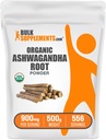 Bulk Ashwagandha Powder组织 - Organical Ashwagandha Ashwagandha Suppers,来源于 Ashwagandha Root - Gluten Free,每役2g,500g(1.1磅)(包1)