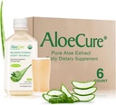 AloeCure USDA 有机Aloe Vera Juice 12 Hrs of archive - 纯Aloe Juice 天然消化剂 支持消化、免疫系统和平衡胃酸,6×500ml瓶