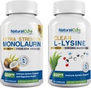 天然Cure Labs Bundle:超强莫诺拉乌林800mg + 清洁L-Lysine 600mg