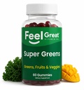 超级绿地(Super Greens Gummys) - 绿色超级食品 配有菠菜,椰菜,卡莱,甜菜根,长老莓 豁免支持 - 水果和蔬菜 补充 - 西瓜 Flavor, 60 Gummys