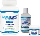 KALA HALTH MSMPure启动器套装 MSM平板电脑 120 Counts,MSM肌肉与联合Cream 2oz和MSM Gel 有机Aloe 8oz