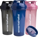 Smartshake Glossy 3-Pack Lite 蛋白质摇摆瓶800 ml → 27 oz - 防漏螺丝-on Lid - BPA Free - Unisex - (黑色,深玫瑰,海军蓝色)