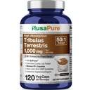 NusaPure Tribulus Terrestris 50:1 提取物,1000毫克等效于50,000mg| 120 Veggie Caps 95% Seponins → Non-GMO, Bioperine