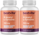 BESTVITE N-乙酰L-Tyrosine 350mg(NALT)(240卡普尔)(120 x2) - 无 Stearates - 非转基因 - Gluten Free
