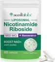 NAD补编,900MG Liposomal Nicotinamide Riboside, Liposomal Resveratrol, Quercetin, 高纯度 NAD+ 能源、支持细胞健康、Stamina和健康老龄化,80卡普勒