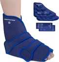 King Pavonini Ankle Foot 冰包,用于破损的Ankle和外科复苏、脚部损伤的可重复使用的Gel冰包、Plantar Fasciitis、Achilles Tendonitis、Hot/Cold治疗(1卷+4胶包)