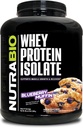 NutraBio 100% Whey蛋白蛋白隔离蛋白粉 – 25g蛋白具有完全氨基酸剖面,非GMO,Soy和Gluten Free,Low Carb和Low Calorie Whey蛋白粉 - Blueberry Maffin - 5 Lbs.