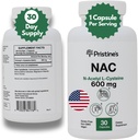 PRISTINE的N-乙酰L-Cysteine(NAC) 600MG 30天供应性强的肺和肝脏豁免抗氧化剂补充剂-Mood & 心理健康支持