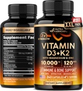 维生素D3 K2 - 维生素D3 1000 iu & K2作为MK-7 120 mcg - Immune & Mood支持,用于骨和牙齿健康 - 与镁,锌和维生素C & B12 - 高生物利用率 - 在美国制造,240 capsules