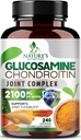 Glucosamine Chondroitin MSM 2100mg Complex - 与Turmeric & Boswellia,三强Glucosamine Supplements - 240 Capsules 联合流动和男女舒适联合支助补编