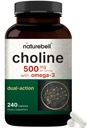 NatureBell Choline 补充500mg与Omega-3脂肪酸,240 Capsules → 高概率 Choline Bartrate – 孕期产前支持 – 促进能量,肝脏,大脑,和认知健康