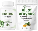 Oregano Softgels 300 Count & Moringa Oleifera 6 000 mg 等效300 Capsules Bundle 2 Pack | Carvacrol & Thymoquinone |抗氧化剂补充剂