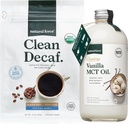 天然力 有机清洁无咖啡 + Creamy Vanilla MCT Oil Bundle – Flawared MCT Creamer & Mold & Mycotoxin 免费咖啡 – Non-GMO, Keto, Paleo, and Vegan – 12 Oz Bag, 16 Oz Glass瓶