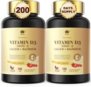 快速溶解维生素D35000IU与钙和镁-用于快速营养吸附-Sugar自由厨艺 骨强,牙齿,肌肉,Immune健康200快速熔融片