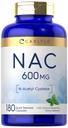Carlyle NAC N-Acetyl Cysteine 600mg + 180 Capsules + 配有 Peppermint → 免费表格 补充 + NAN-GMO, Gluten Free