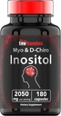 Tnvitamins Inositol:2 050mg - 180 Capsules | Inositol 粉末 Capsules for Men & Men | 40:1 Myo-Inositol与D-Chiro Inositol之比 |美国制造!