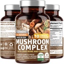 N1N Premium Mushroom Complex [10X Powerful Mushrooms] 与雷希,狮子马内,科迪塞普斯,查加,土耳其泰尔和迈塔克一起支持健康,脑功能和能量水平,60 Veg Caps