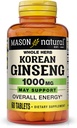 MASON 自然 韩国 Ginseng, 1 000毫克,支持能量、耐力和生命力,60片